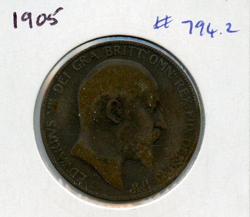 UK  1905 Edward VII One Penny Coin