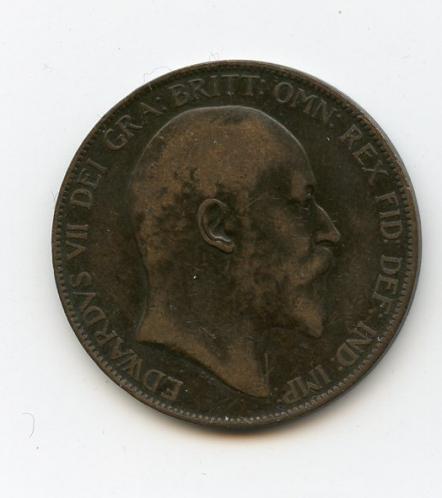 UK  1907 Edward VII One Penny Coin