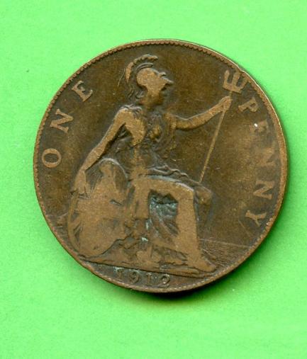UK  1912H  George V One Penny Coin
