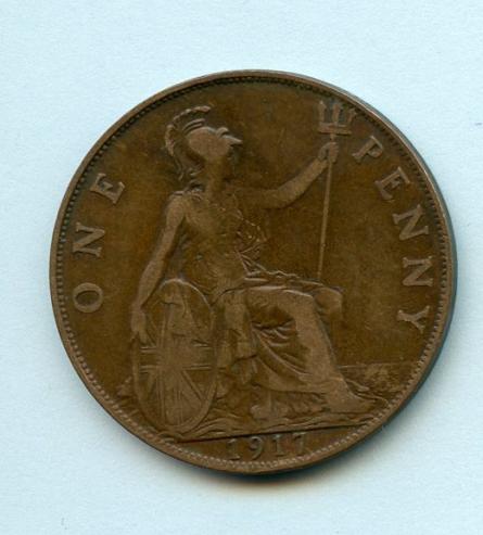UK  1917 George V One Penny Coin