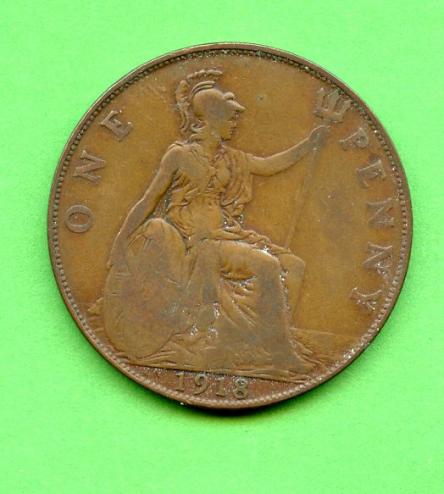 UK  1918 George V One Penny Coin