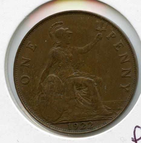 UK  1922 George V One Penny Coin