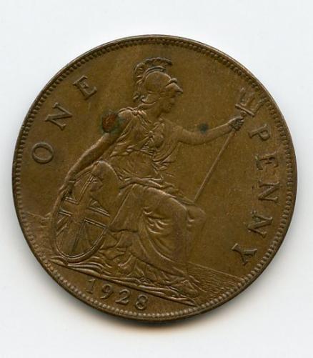 UK  1928 George V One Penny Coin