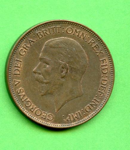 UK  1929 George V One Penny Coin