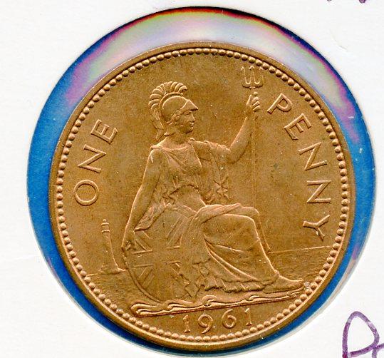 UK  1961 Elizabeth II One Penny Coin