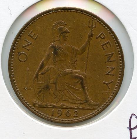 UK  1962 Elizabeth II One Penny Coin