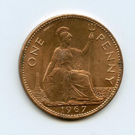 UK Elizabeth II Penny Coin Dated 1967