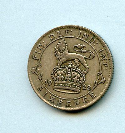 U.K.George V UK  Sixpence Coin Dated 1922