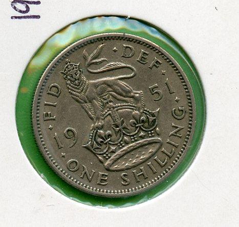 UK 1951 George VI  Shilling Coin English Obverse