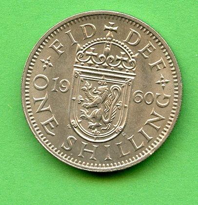 UK 1960 Elizabeth II  Shilling Coin Scottish Obverse