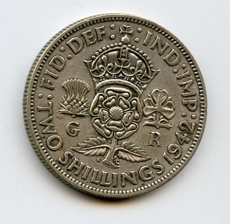 UK 1942  George VI  Florin Coin