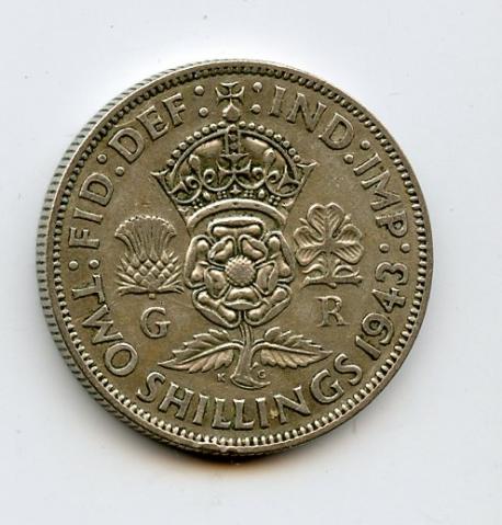 UK 1943  George VI  Florin Coin