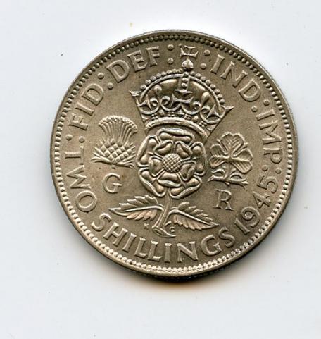 UK 1945  George VI  Florin Coin