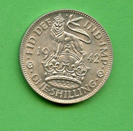 U.K. 1942 George VI Shilling Coin English  Obverse