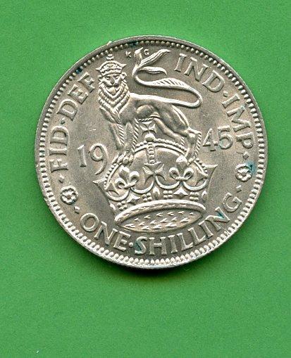 U.K. 1945 George VI Shilling Coin English  Obverse