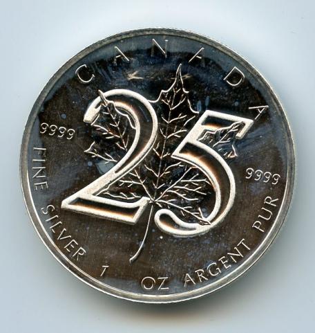 Canada 2013 Silver One Ounce Maple Leaf Coin 25th Anniversary