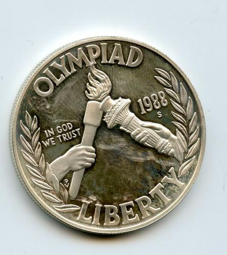 U.S.A. Silver Proof 1988 Seoul Olympics  One Dollar Coin
