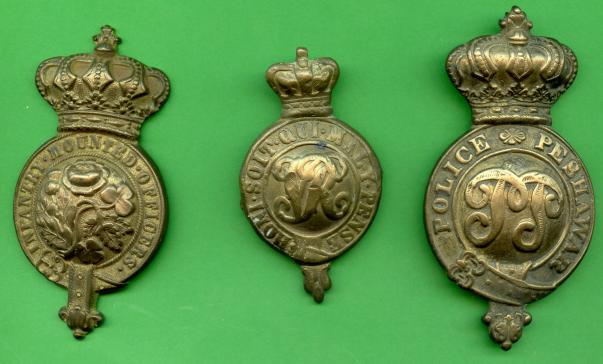 3 Victorian Horse Brass Fixtures, Infantry Mounted Officers, Peshawar Police