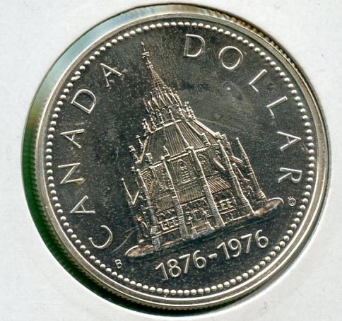 Canada Silver Proof 1976 $1 One Dollar Coin. Parliament Library Commemorative