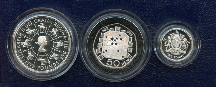 UK 1993 Family Silver Proof 3 Coin Set Including E.E.C. 50 Pence