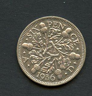 U.K. 1936  George V Sixpence Coin