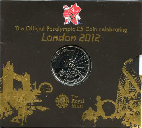 UK 2012  London  Paralympic Games £5  Five Pound Brilliant Uncirculated Coin