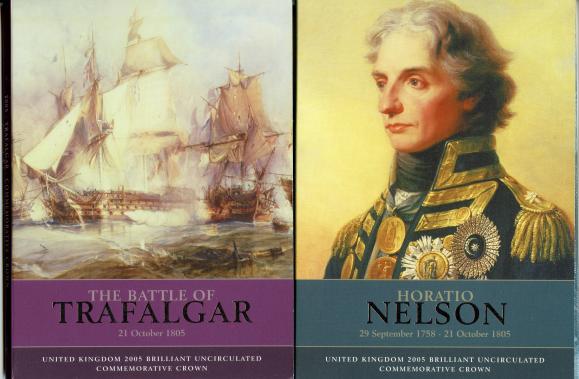 UK 2005 Trafalgar And Nelson 200th Anniversary £5  Five Pound Brilliant Uncirculated Coins