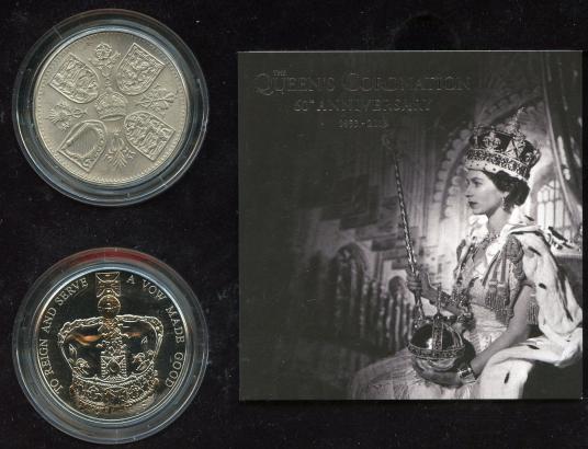 2013 UK Queen's Coronation 60th Anniversary 2 Coin set