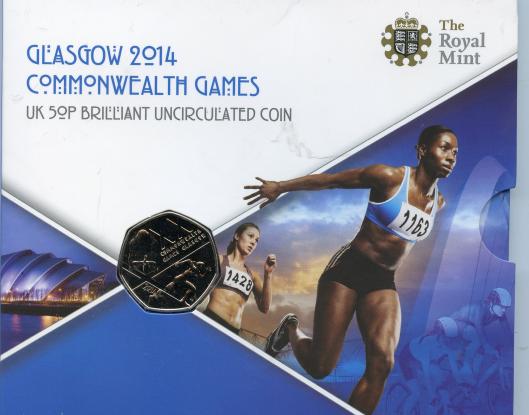 UK 2014  Glasgow Commonwealth Games  50p Pence Uncirculated Coin