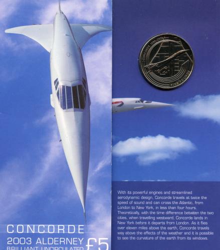 2003 Alderney Concorde £5  Five Pound Brilliant Uncirculated Coin