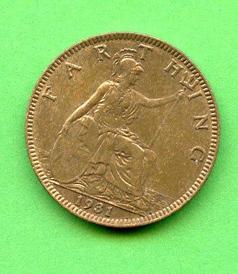 UK  George V Farthing  Dated 1931