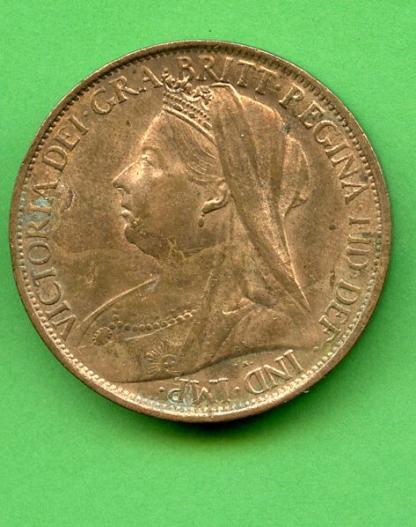 UK  1896 Queen Victoria One Penny Coin