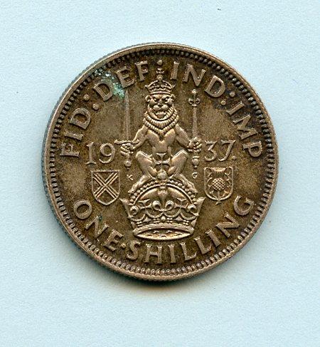 UK George VI  Shilling Coin Scottish Obverse Dated 1937