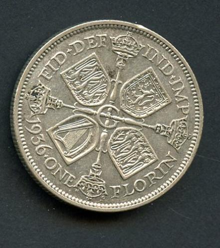 UK George V Florin Coin  Dated 1936