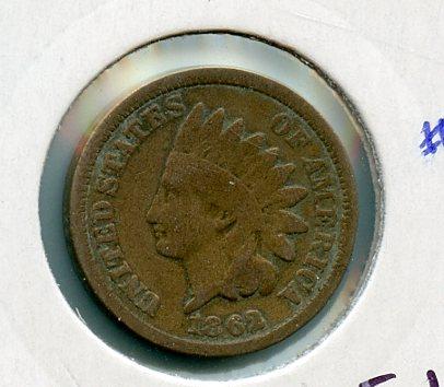 U.S.A Indian Head One Cent Coin Dated 1862