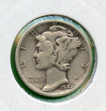 U.S.A Silver Dime Coin Dated 1942 S