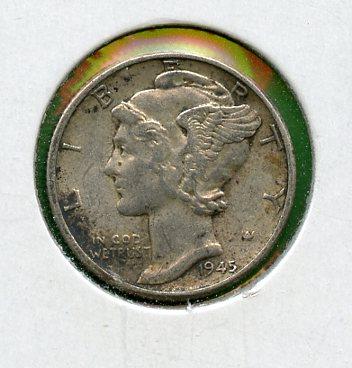 U.S.A Silver Dime Coin Dated 1945