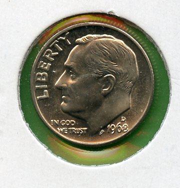 U.S.A  Dime Coin Dated 1968 D