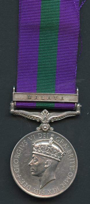 General Service Medal 1 Clasp Malaya;  Pte P.J.Morgan, Royal Army Pay Corps