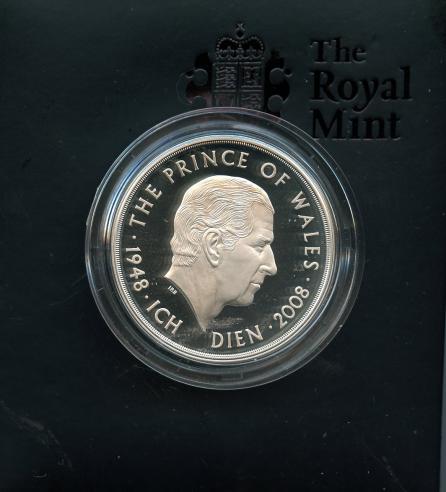 2008 UK Silver Proof Prince Charles 60th Birthday Piedfort £5 Coin