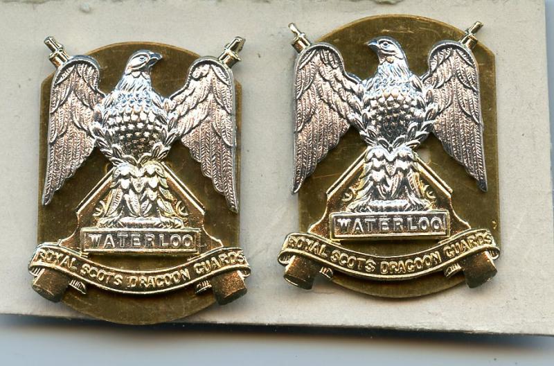 Pair of Royal Scots Dragoon Guards   Anodised  Collar  Badges