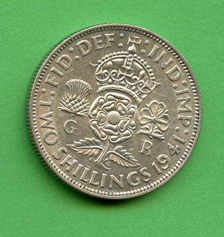 UK George VI Florin Coin  Dated 1941