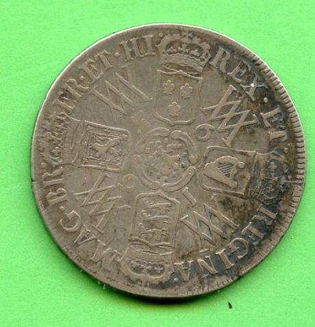 UK William and Mary Half Crown Coin  Dated 1692