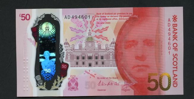 Bank of Scotland New Polymer  £50 Fifty Pound Note Dated 1st June 2020