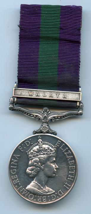 General Service Medal 1 Clasp Malaya; Pte L Cummins, Hampshire Regt