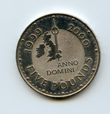 UK Millenium   Decimal £5 Coin  Dated 1999