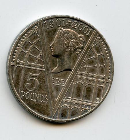 UK Victorian Anniversary  Decimal £5 Coin  Dated 2001