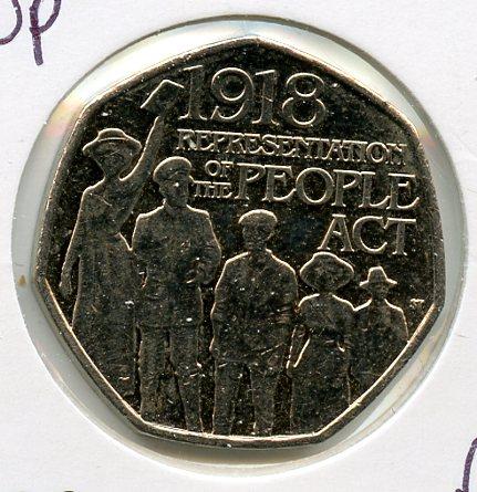 UK  Peoples Act Decimal 50 Pence Coin  Dated 2018