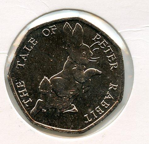 UK    The Tale of Peter Rabbit Decimal 50 Pence Coin  Dated 2017