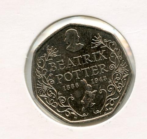 UK   Beatrix Potter Decimal 50 Pence Coin  Dated 2016